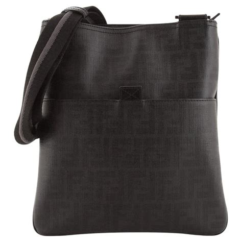 fendi front pocket messenger bag zucca coated canvas medium pricw|Black Zucca Coated Canvas Flat Messenger Medium.